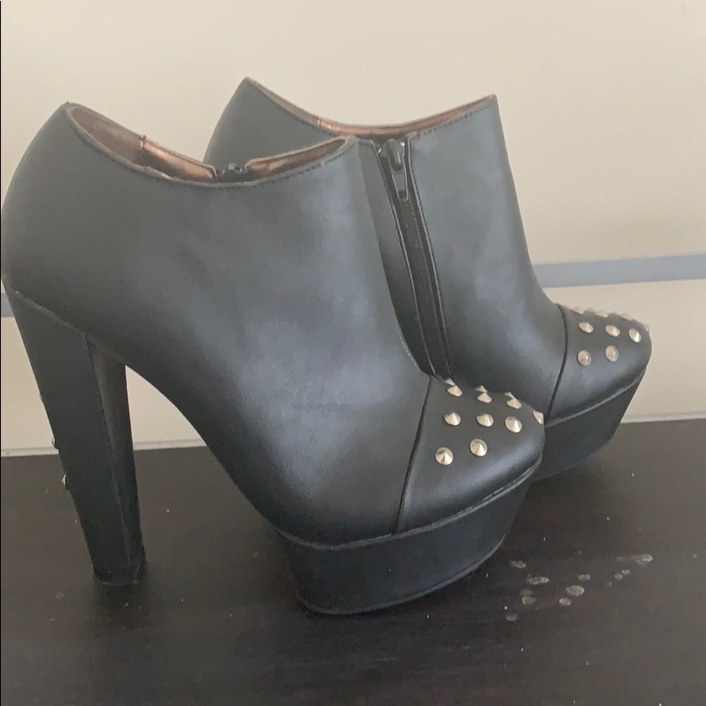 Black platform booties